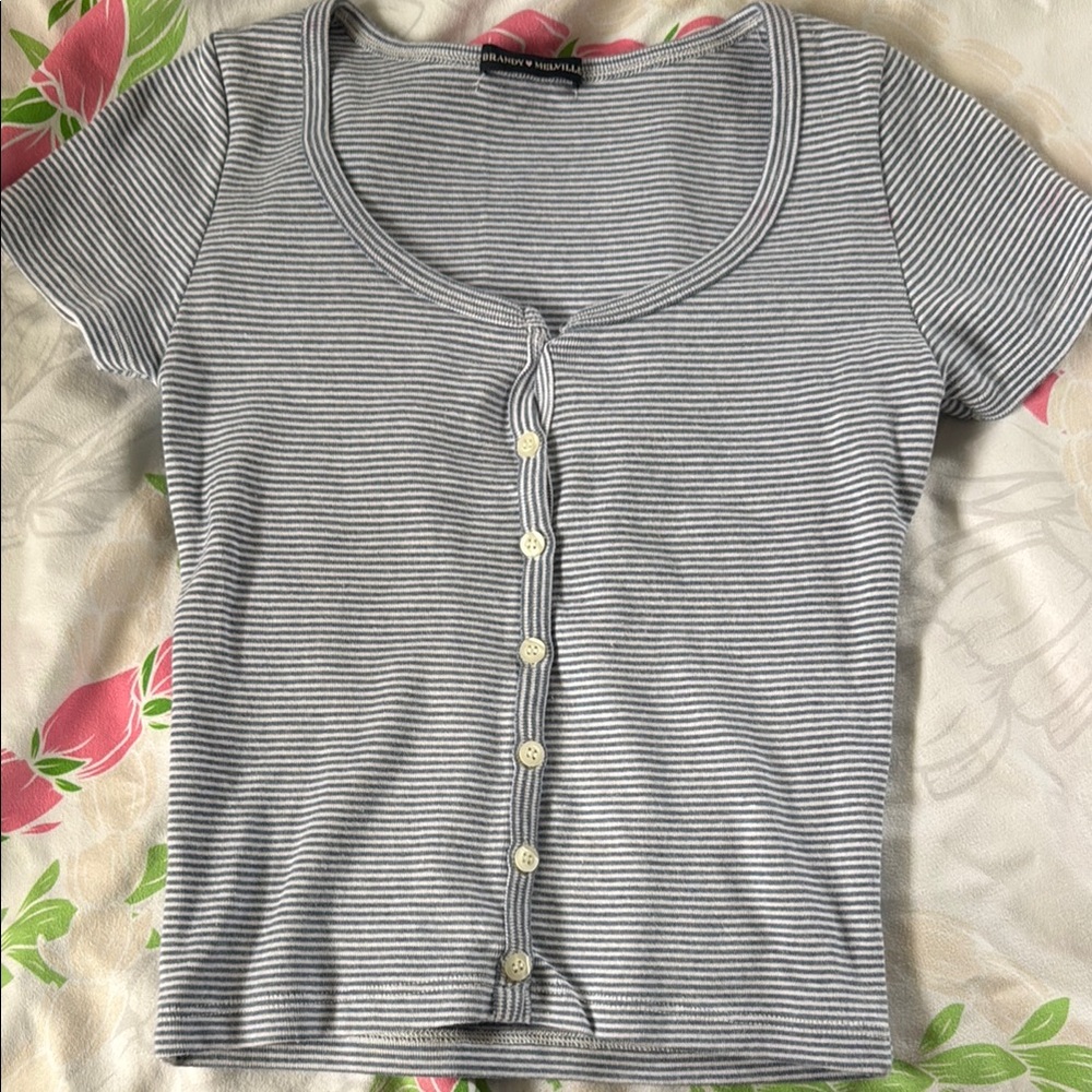Brandy Melville Striped Button-Up Top